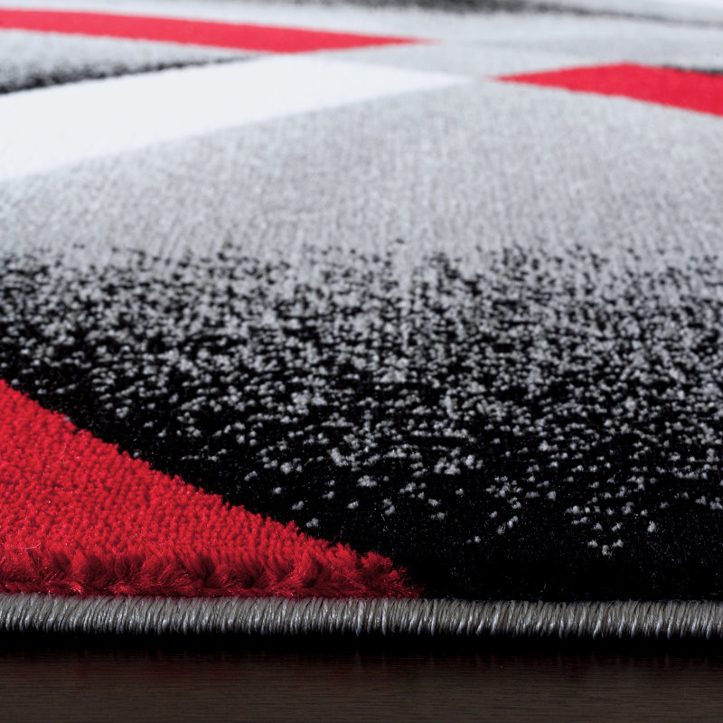 Orren Ellis Cherine Performance Gray/Red Rug & Reviews Wayfair